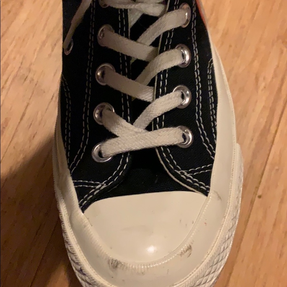Black Canvas Sneaker with Red Heart Detail - Women's Shoes - Picture 3 of 11